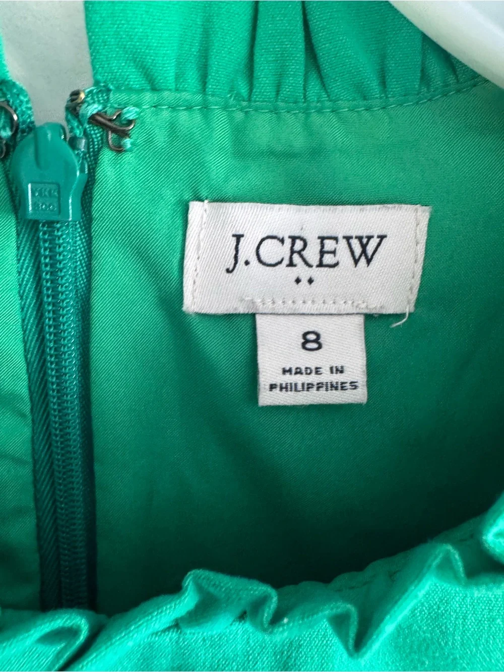 J. Crew Sleeveless Ruffle-Trim Shift Dress in Green
